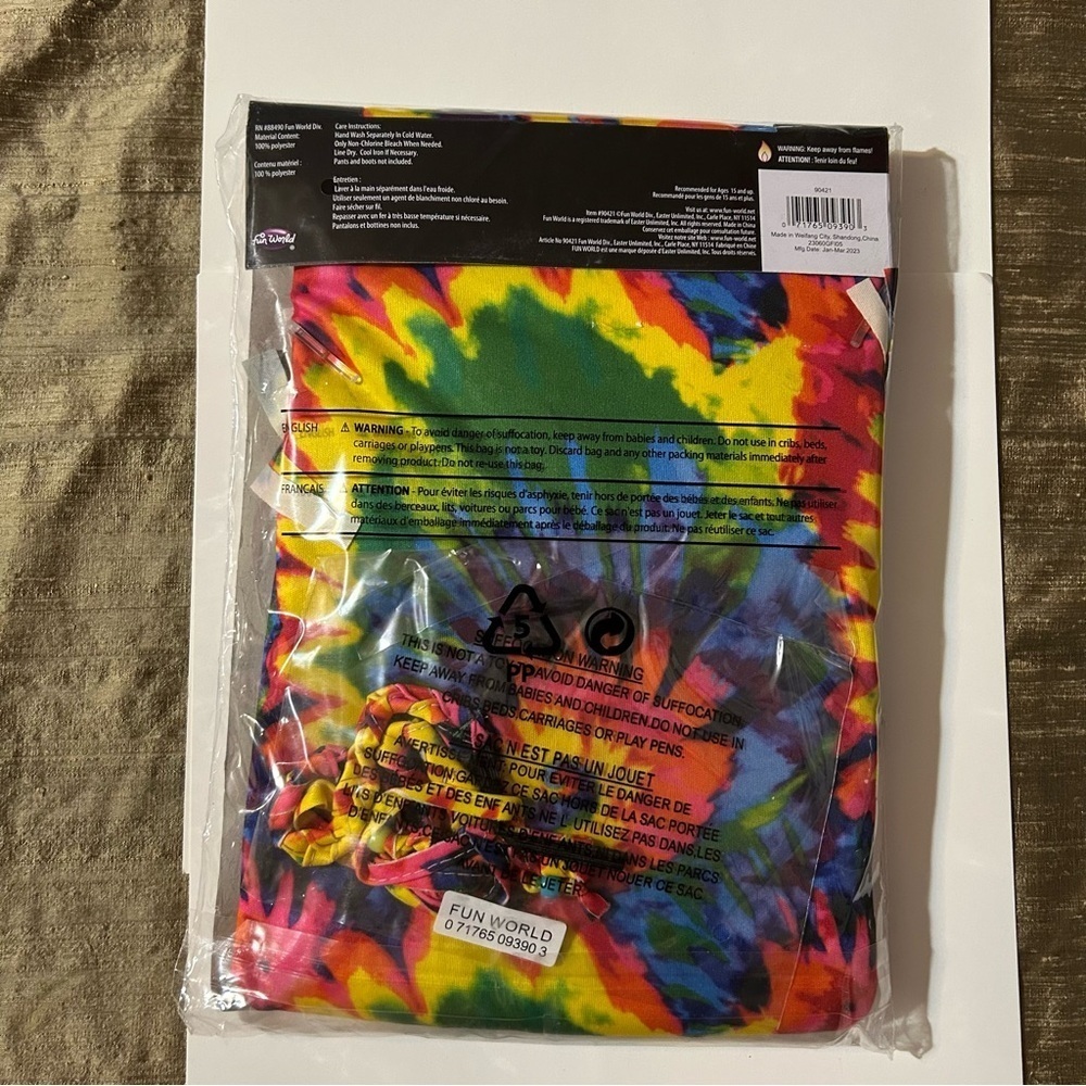 Fun World Tie-Dye Hippie Poncho Costume One Size OS 4-14 NEW - Picture 3 of 6